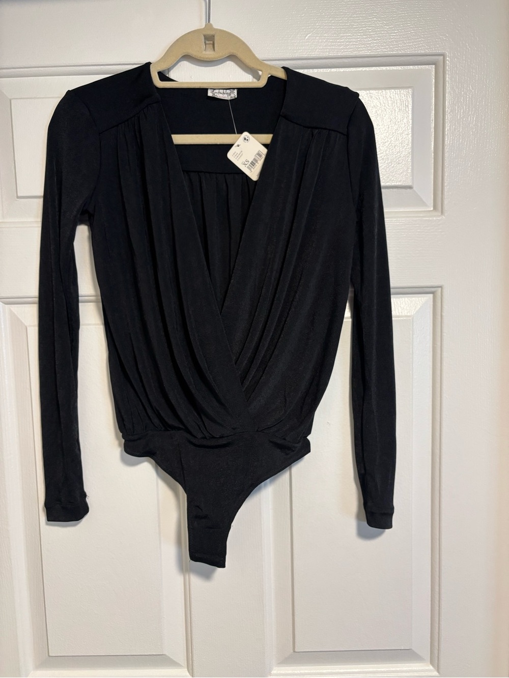 Intimately by Free People Black Long-Sleeve Wrap Bodysuit
